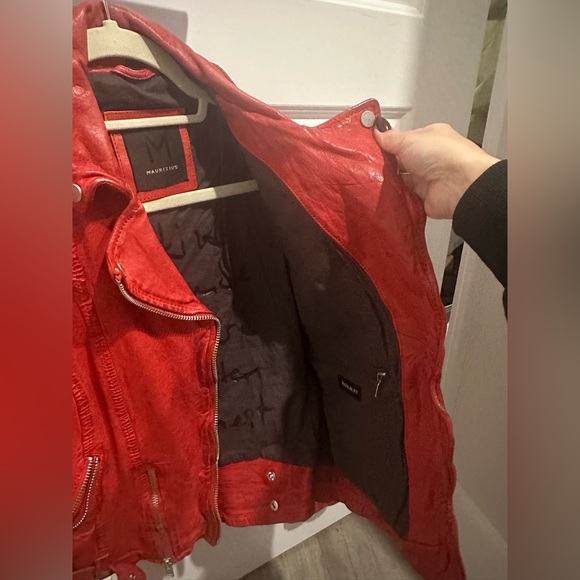 Mauritius Red Leather Jacket Size S - Picture 7 of 11